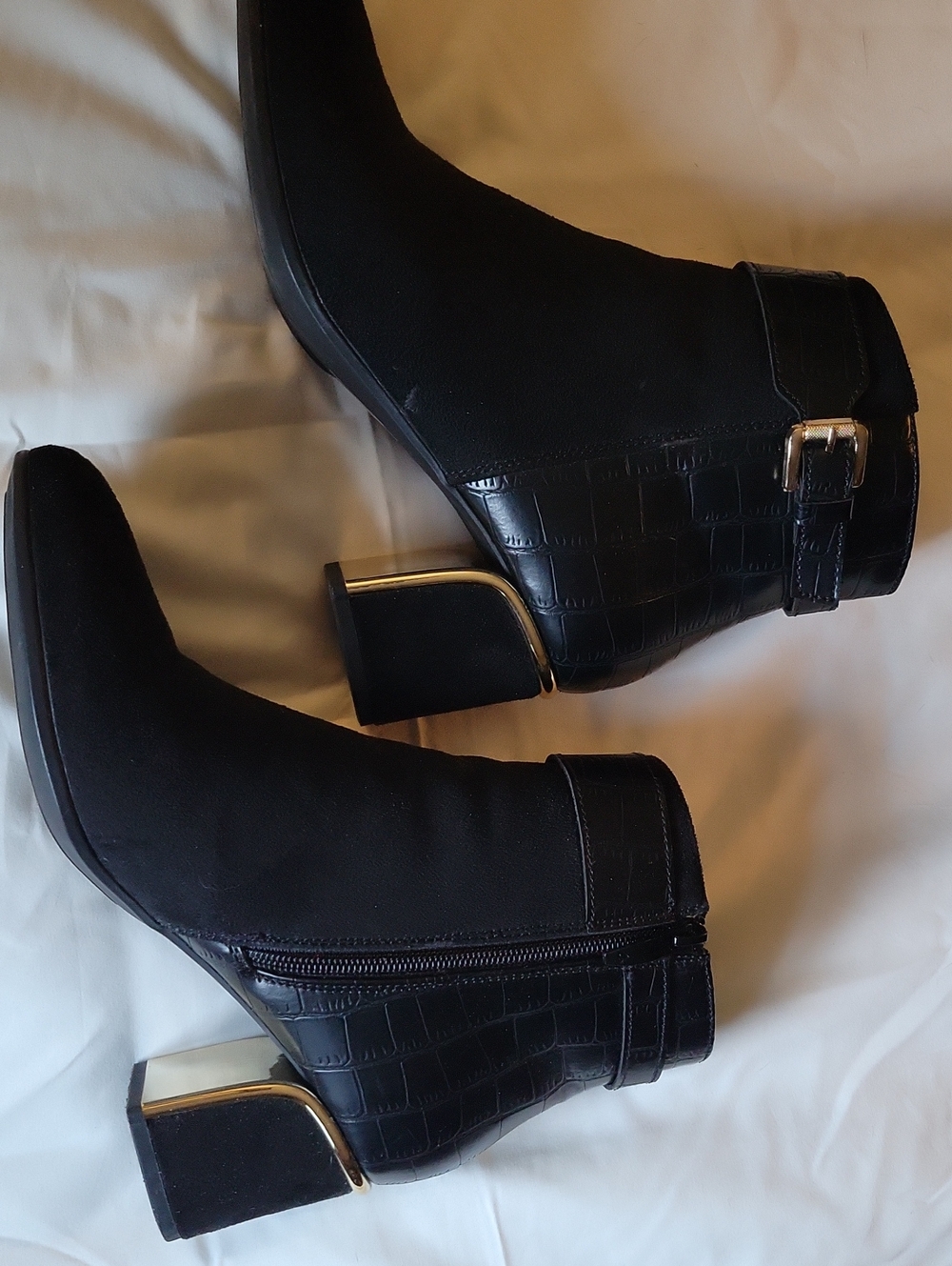 Elegant Black Ankle Booties with Gold Trim